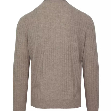 Beige Cashmere-Wool Blend Turtleneck Sweater