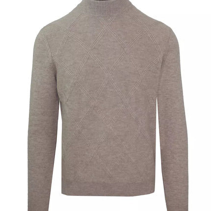 Diamond Stitch Wool Cashmere Turtleneck