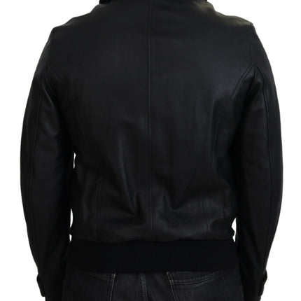 Chic Black Leather Silk-Lined Jacket