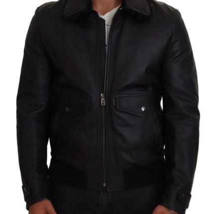 Chic Black Leather Silk-Lined Jacket