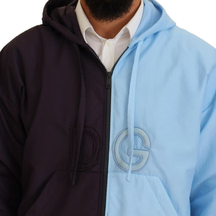 Jacket bleu à capuche élégant - fermeture à glissière complète