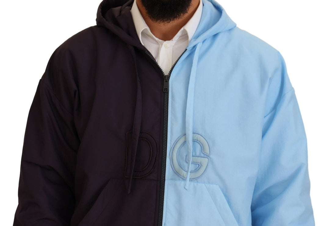 Jacket bleu à capuche élégant - fermeture à glissière complète