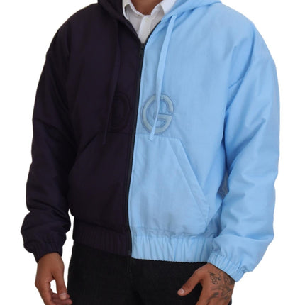 Jacket bleu à capuche élégant - fermeture à glissière complète