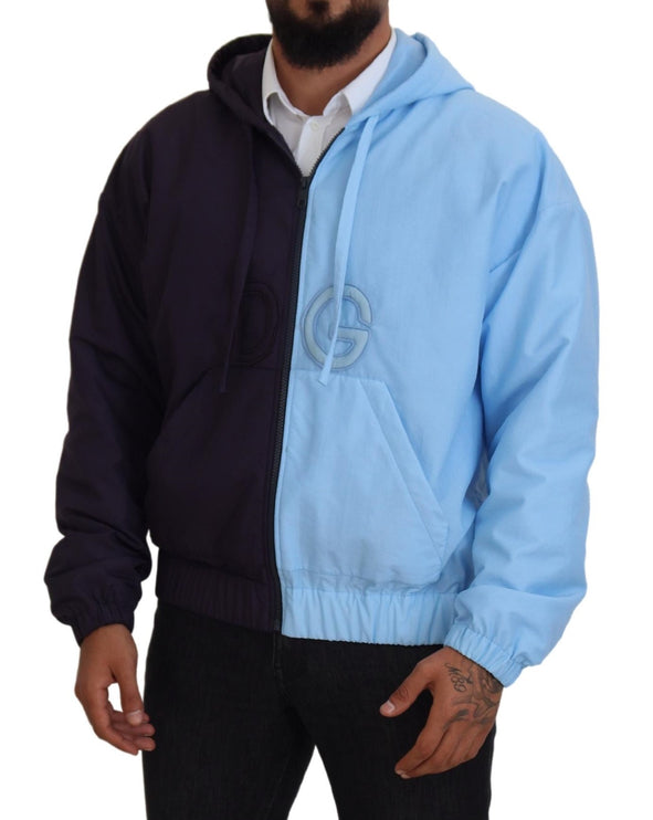 Jacket bleu à capuche élégant - fermeture à glissière complète