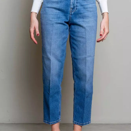 Elevato denim a vita alta blu per le donne