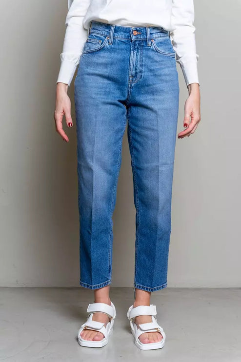 Verhoogde blauwe high-taille denim voor vrouwen