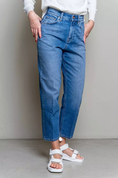 Verhoogde blauwe high-taille denim voor vrouwen