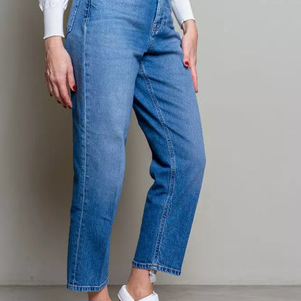 Elevato denim a vita alta blu per le donne