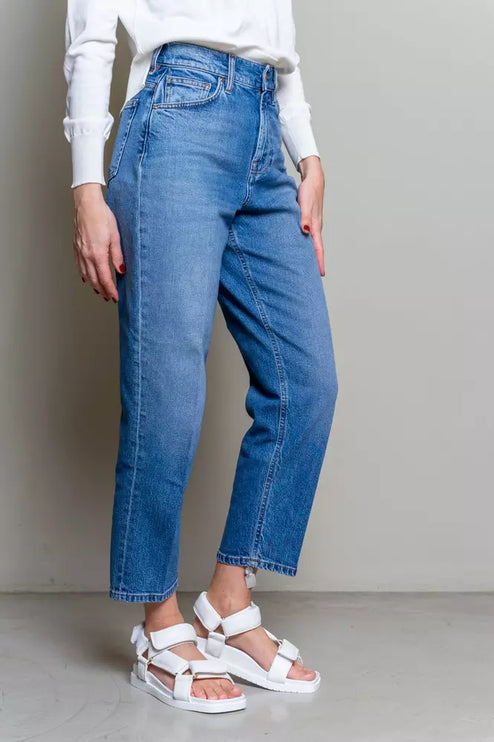 Verhoogde blauwe high-taille denim voor vrouwen