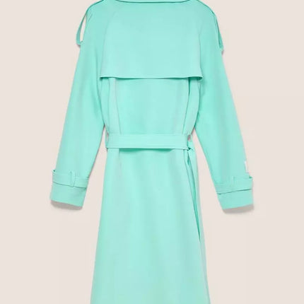 Elegant Light Blue Double-Breasted Trench Coat