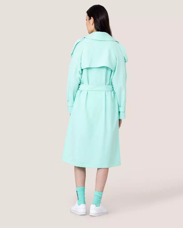 Elegant Light Blue Double-Breasted Trench Coat