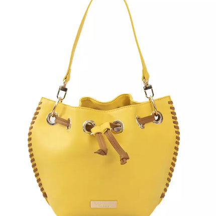 Bolso de hombro amarillo con detalle dorado