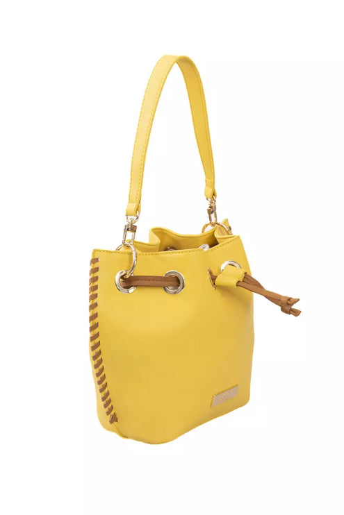 Bolso de hombro amarillo con detalle dorado