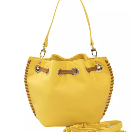 Bolso de hombro amarillo con detalle dorado