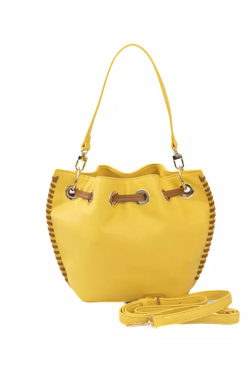 Bolso de hombro amarillo con detalle dorado