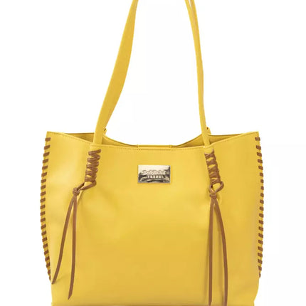 Elegante bolso amarillo con detalles dorados