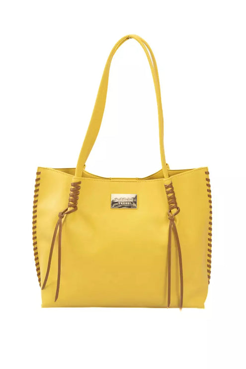 Elegante bolso amarillo con detalles dorados