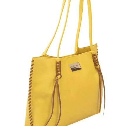 Elegante bolso amarillo con detalles dorados