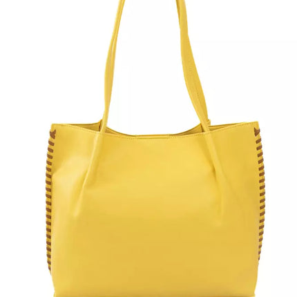 Elegante bolso amarillo con detalles dorados