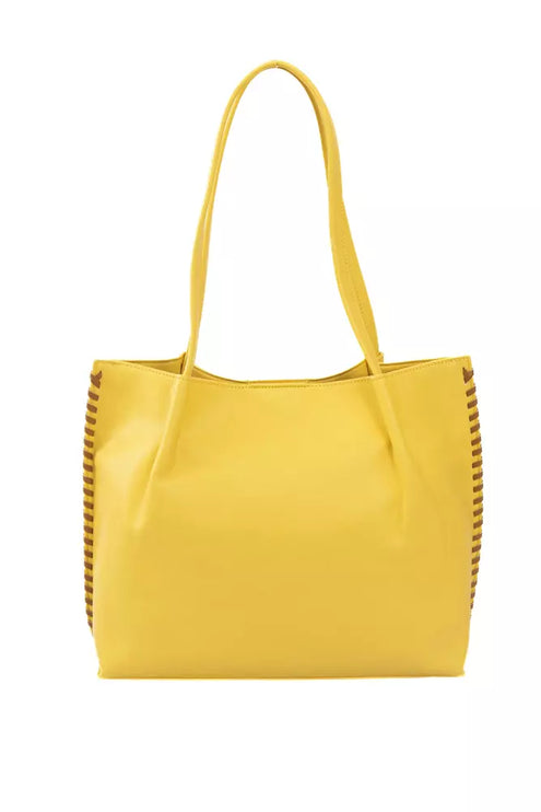 Elegante bolso amarillo con detalles dorados