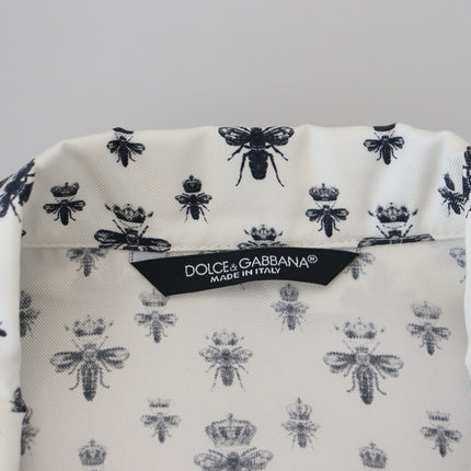 Elegante top de pijama de seda con estampado de abeja corona