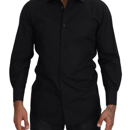 Elegante camisa de manga larga formal negro