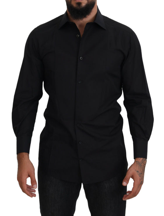 Elegante camisa de manga larga formal negro