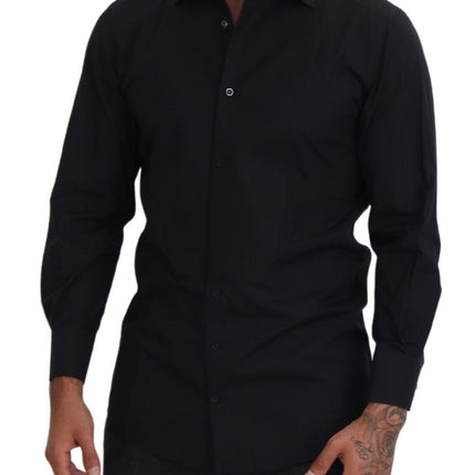 Elegante camisa de manga larga formal negro