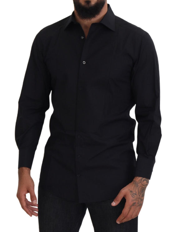 Elegante camisa de manga larga formal negro