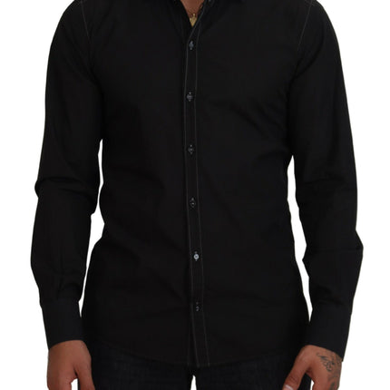 Elegante camisa de algodón formal negro