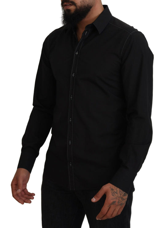 Elegante camisa de algodón formal negro