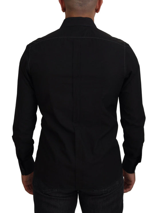 Elegante camisa de algodón formal negro