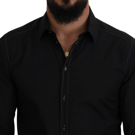 Elegante camisa de algodón formal negro