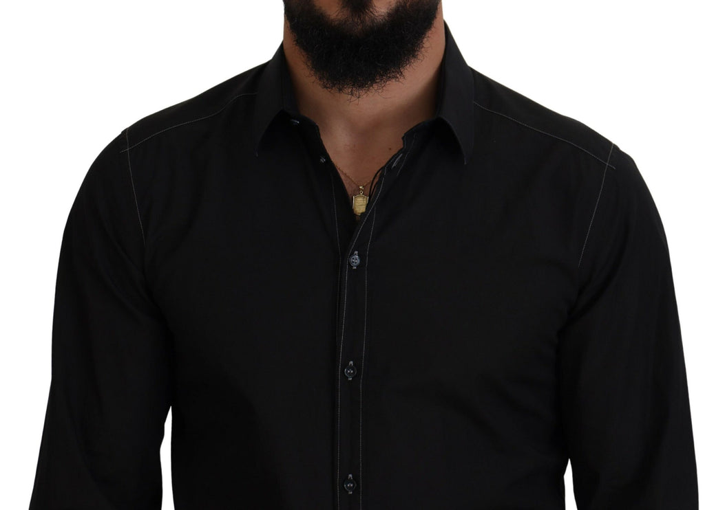 Elegante camisa de algodón formal negro