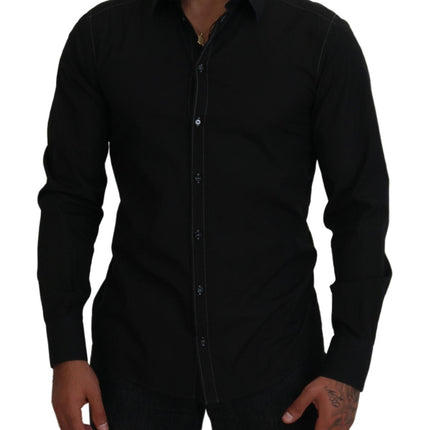 Elegante camisa de algodón formal negro