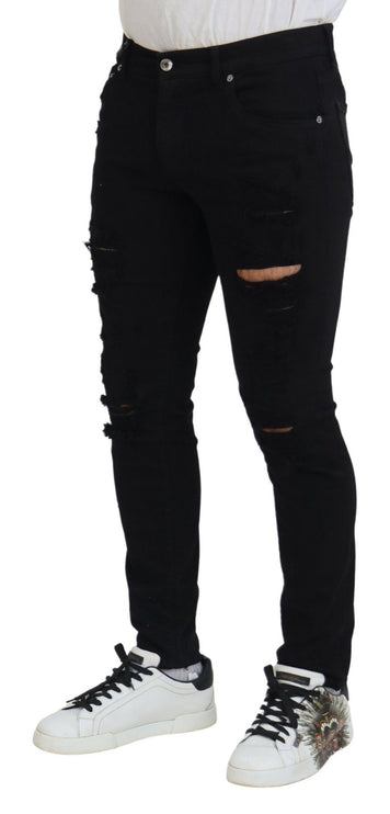 Selte Black -Tattered Slim Fit Denim