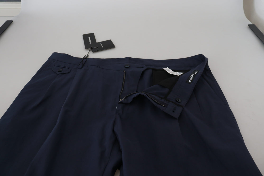 Elegantes pantalones de vestido de chino azul oscuro