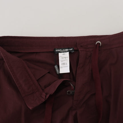 Elegantes pantalones de algodón burdeos