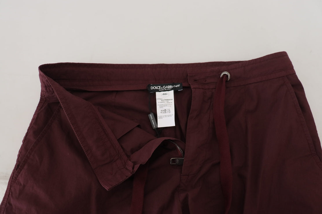 Elegantes pantalones de algodón burdeos