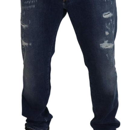 Elegantes jeans azules del flaco