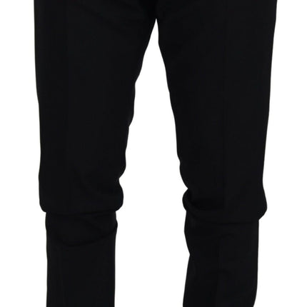 Elegantes pantalones de vestido negro de Virgin Wool Blend