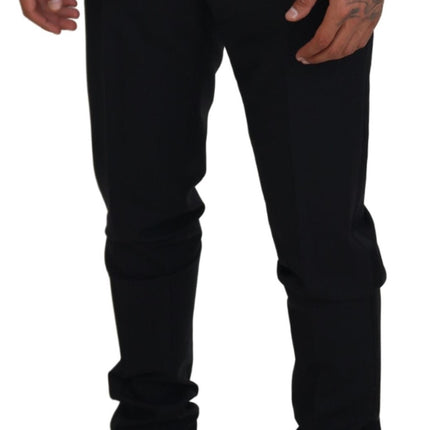 Elegantes pantalones de vestido negro de Virgin Wool Blend