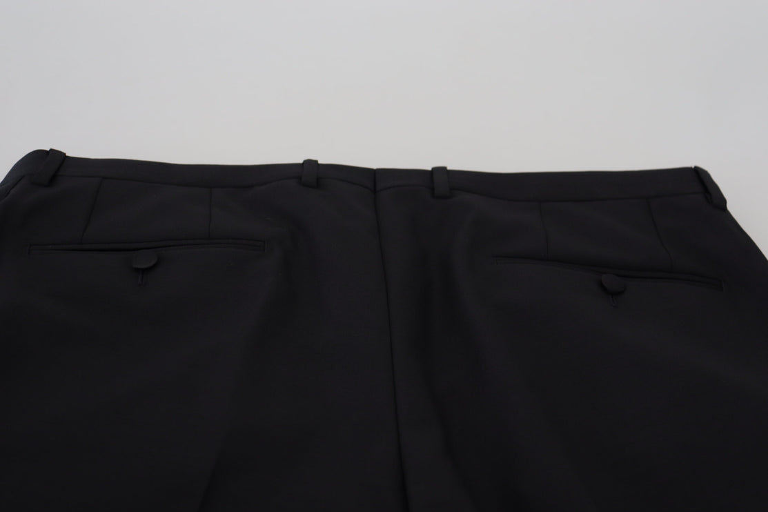 Elegantes pantalones de vestido negro de Virgin Wool Blend