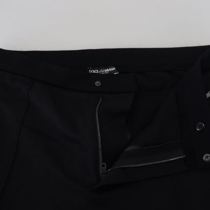 Elegantes pantalones de corredor negro en lujo mezcla de lana