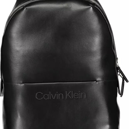 Black Polyester Men Backpack