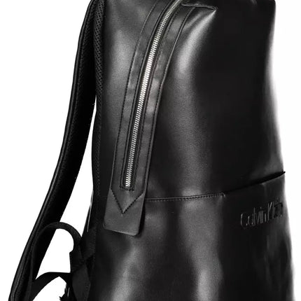 Black Polyester Men Backpack