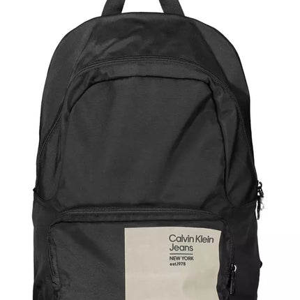 Black Polyester Men Backpack