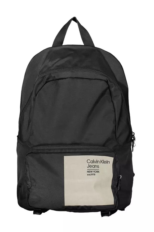 Black Polyester Men Backpack