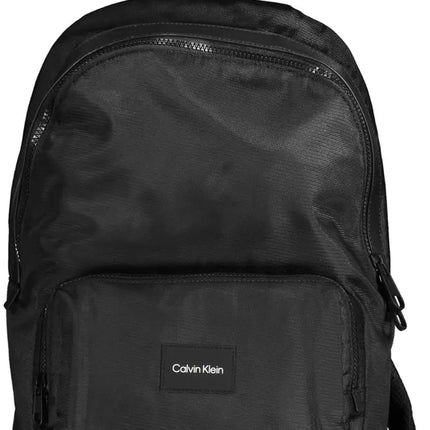 Black Polyester Men Backpack