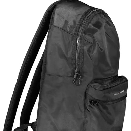 Black Polyester Men Backpack